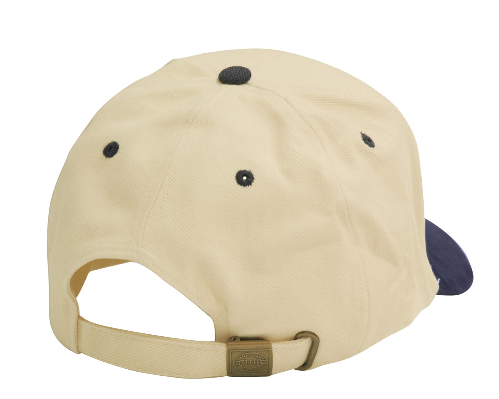 Heavy Brushed Cotton Cap 5 Panels Off White Navy Blue-824