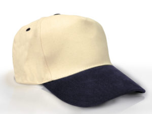 Heavy Brushed Cotton Cap 5 Panels Off White Navy Blue-0