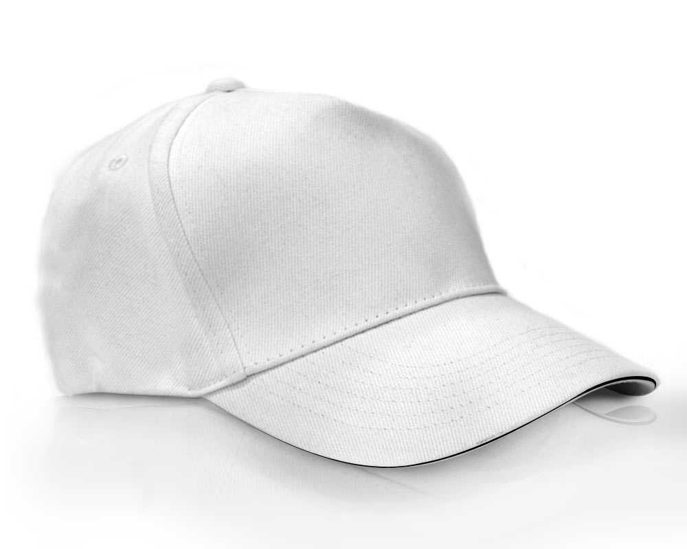 Heavy Brushed Cotton Cap 5 Panels White with Black Sandwich