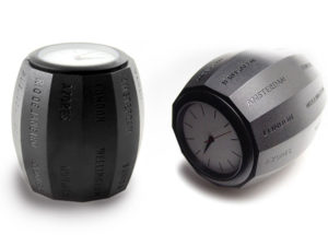 Barrel Shape World Time Desk Clock Black Color