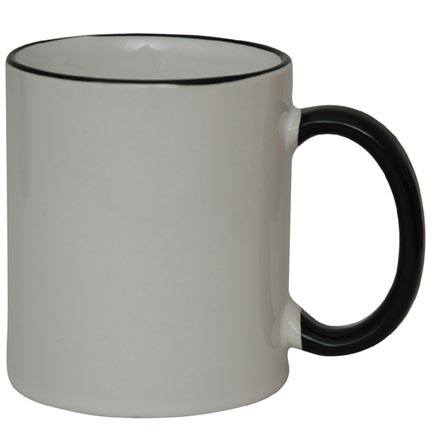 Coffee Mug Ceramic Black Color Rim & Handle Contour