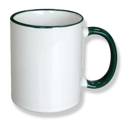 Coffee Mug Ceramic Green Color Rim & Handle-247