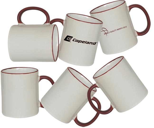 Coffee Mug Ceramic Red Color Rim & Handle with Logo Printing-26