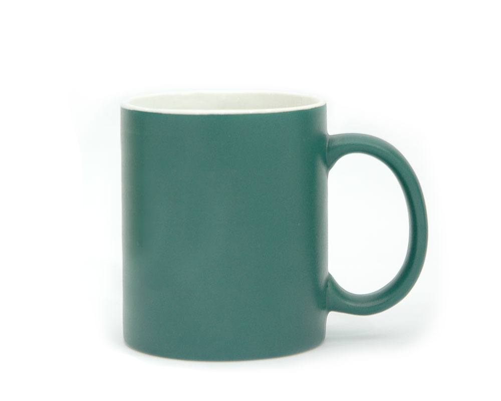 Matte Coffee Mug Ceramic Outer Green Inner White