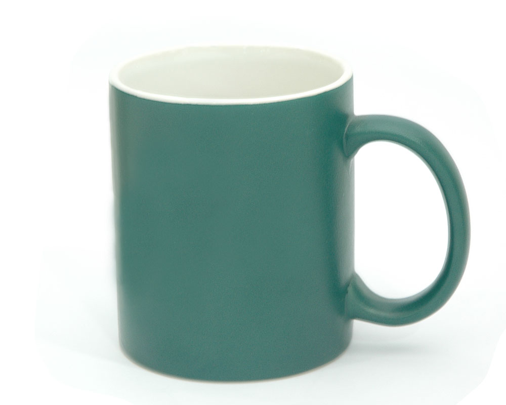 Matte Coffee Mug Ceramic Outer Green Inner White