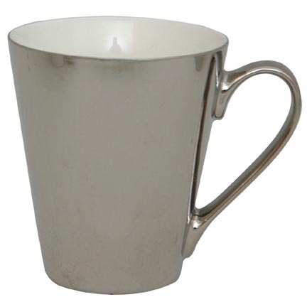 Conical Coffee Mug New Bone China Out Nickel Plated Inner white