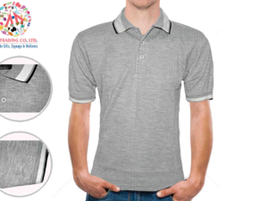 PerryWille Cotton Polo Shirt - Coolfit 2Ply Cotton- Grey color with Pin Stripes-0