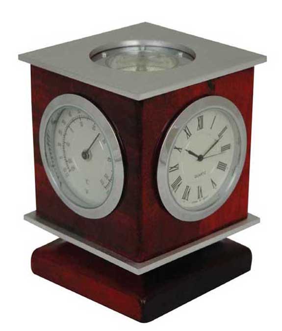 Rose Wooden Clock With Compass-0