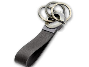 Metal with PU Leather Key ring Black