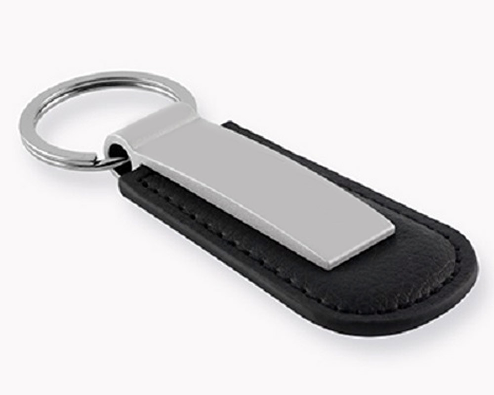 Metal with Leather Keychain