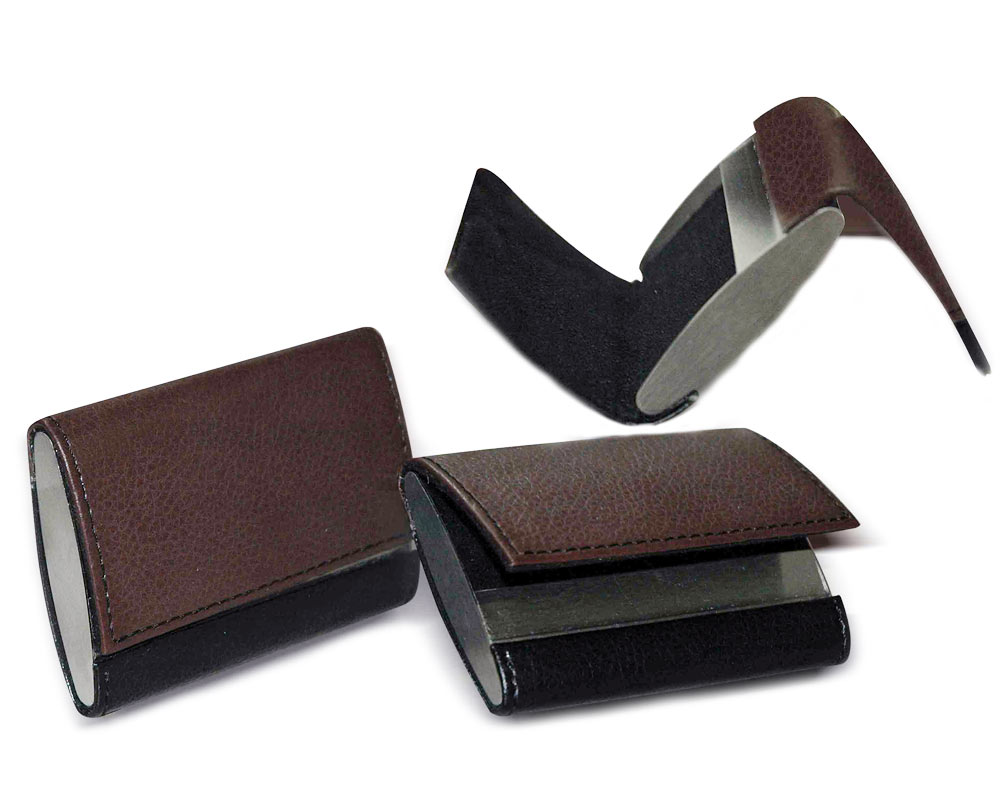 PU Leather Metal Business Card Holder Double Sided