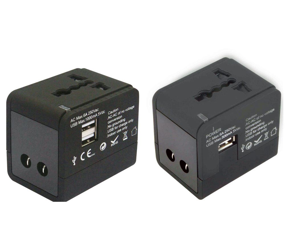 Universal Adapter Multi Functional with Dual USB Port Black