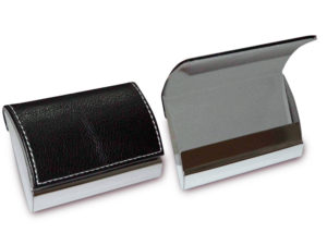 Pu Leather Classic Metal Name/ Business Card Holder Black