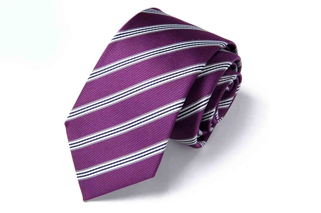 Silk Tie for Men Purple Color with Stripes
