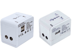 Universal Travel Plug Adapter with Dual USB Port White