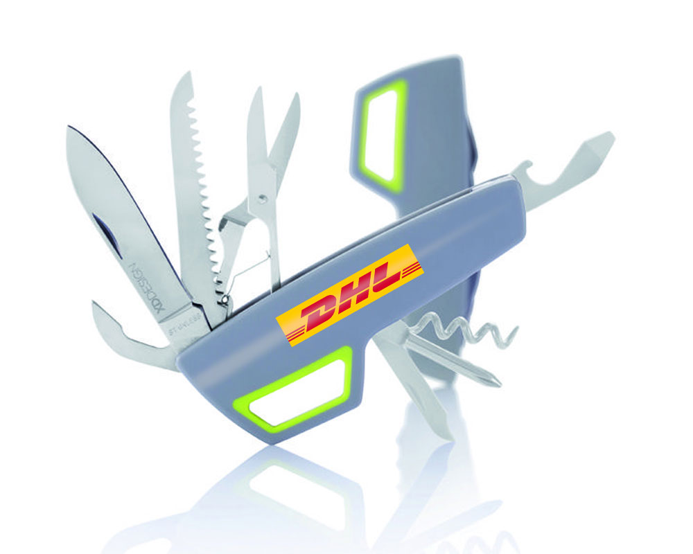 XD Design Tovo Multi function Pocket Knife Grey & Green with Logo Printing