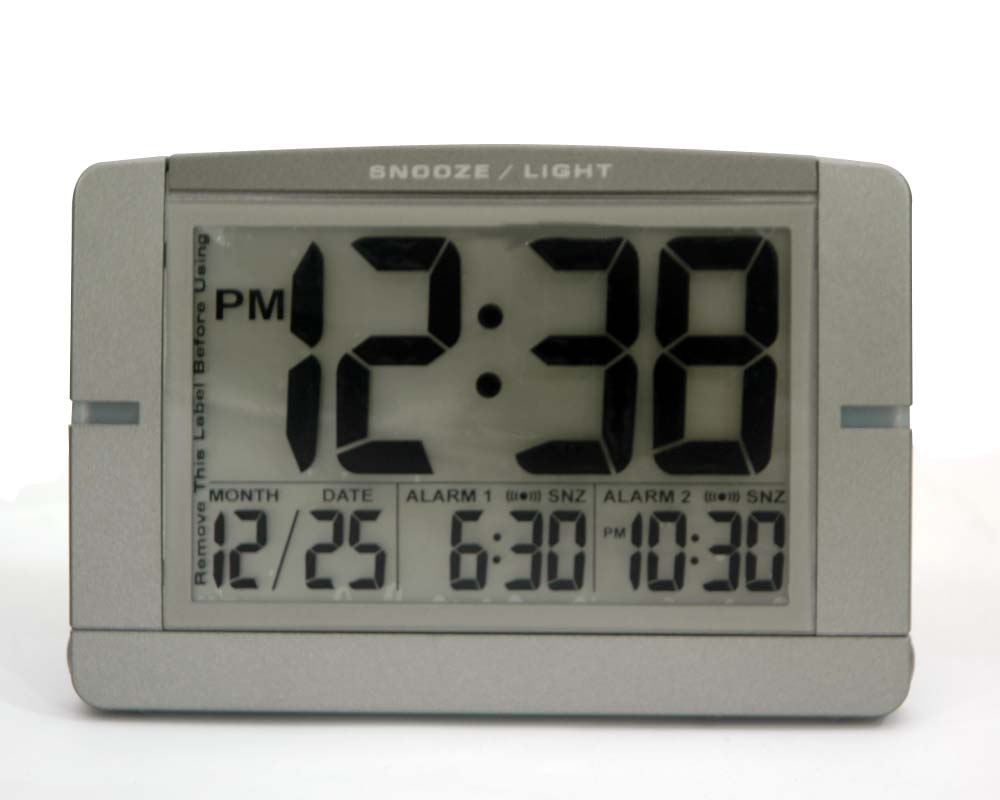 Jumbo Digital Dual Alarm Desk Clock Sliver Color