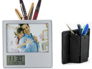 Desk Photo frame with Digital Display Clock & Pen Holder